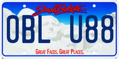 SD license plate 0BLU88