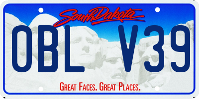 SD license plate 0BLV39