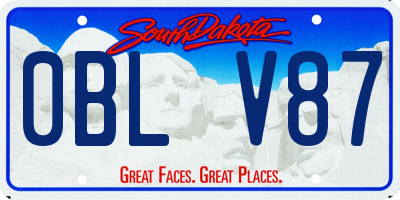 SD license plate 0BLV87