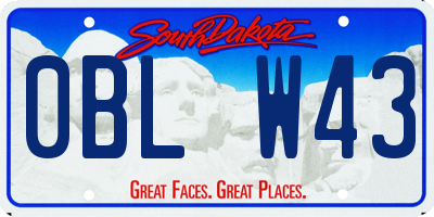 SD license plate 0BLW43