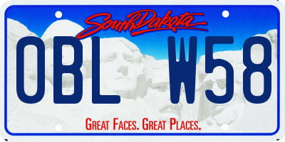 SD license plate 0BLW58