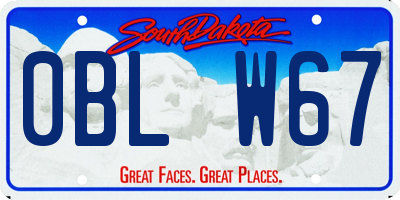 SD license plate 0BLW67