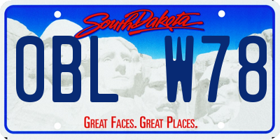 SD license plate 0BLW78