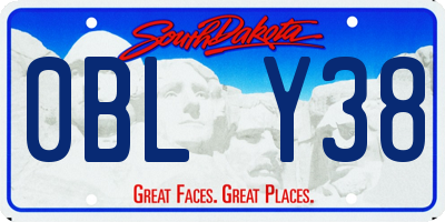 SD license plate 0BLY38