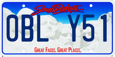 SD license plate 0BLY51