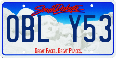 SD license plate 0BLY53