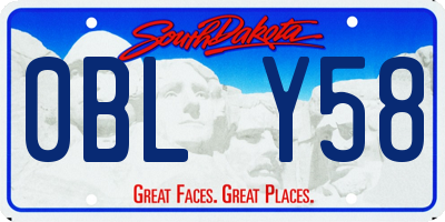 SD license plate 0BLY58