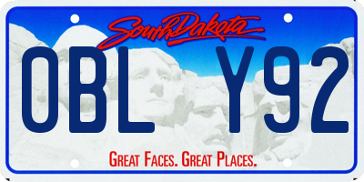 SD license plate 0BLY92