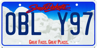 SD license plate 0BLY97