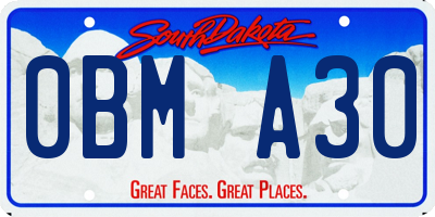SD license plate 0BMA30