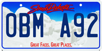 SD license plate 0BMA92