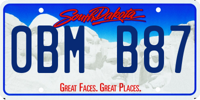 SD license plate 0BMB87