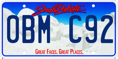 SD license plate 0BMC92