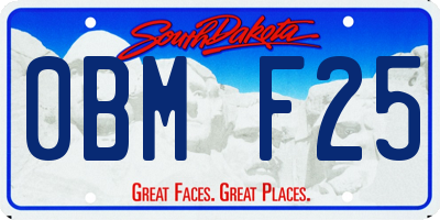 SD license plate 0BMF25