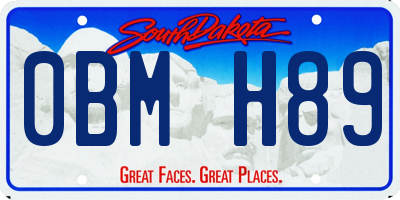 SD license plate 0BMH89