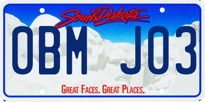SD license plate 0BMJ03