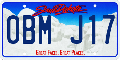 SD license plate 0BMJ17