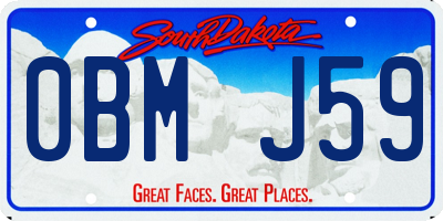 SD license plate 0BMJ59