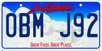SD license plate 0BMJ92