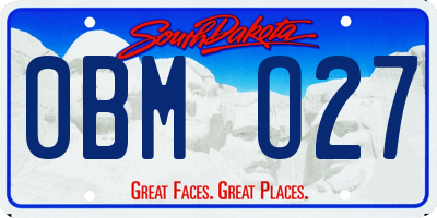 SD license plate 0BMO27