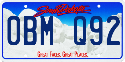 SD license plate 0BMQ92