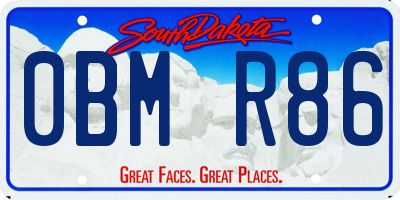 SD license plate 0BMR86