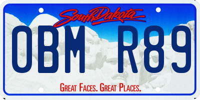 SD license plate 0BMR89