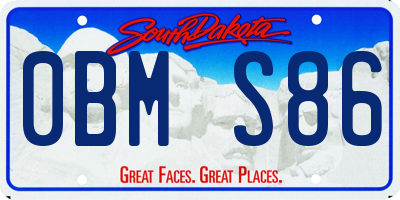 SD license plate 0BMS86