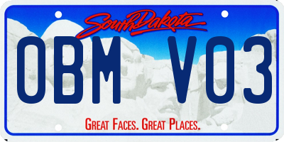 SD license plate 0BMV03