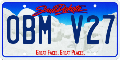 SD license plate 0BMV27