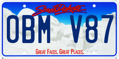 SD license plate 0BMV87