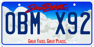 SD license plate 0BMX92