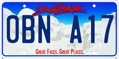SD license plate 0BNA17