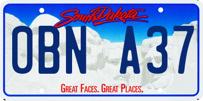 SD license plate 0BNA37
