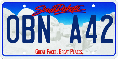 SD license plate 0BNA42
