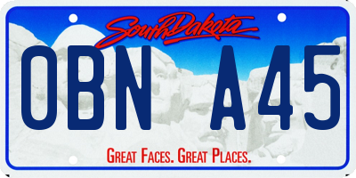 SD license plate 0BNA45