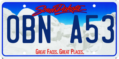 SD license plate 0BNA53