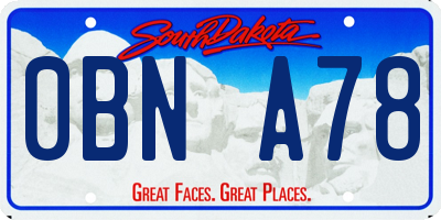 SD license plate 0BNA78