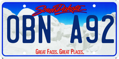 SD license plate 0BNA92