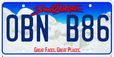 SD license plate 0BNB86