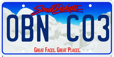 SD license plate 0BNC03