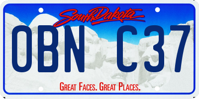 SD license plate 0BNC37