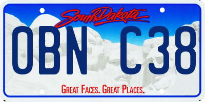 SD license plate 0BNC38