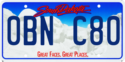 SD license plate 0BNC80