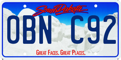 SD license plate 0BNC92
