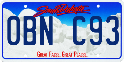 SD license plate 0BNC93