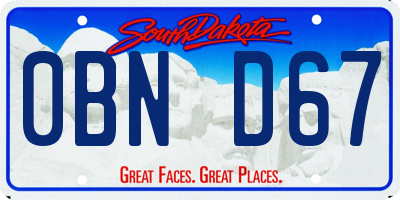 SD license plate 0BND67