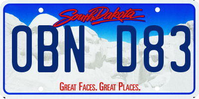 SD license plate 0BND83
