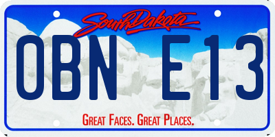 SD license plate 0BNE13