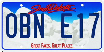 SD license plate 0BNE17